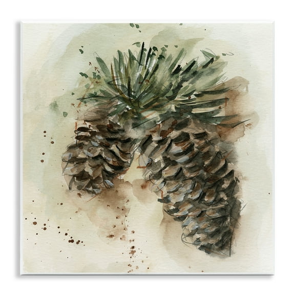 Stupell Industries Pine Cone Watercolor Plants & Flowers Painting Unframed Art Print Wall Art, 12 x 12