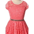 thumbnail image 2 of Big Girls' Illusion Lace Top Stone Belt Flowers Girls Dresses Coral 14 (J19KS88), 2 of 3