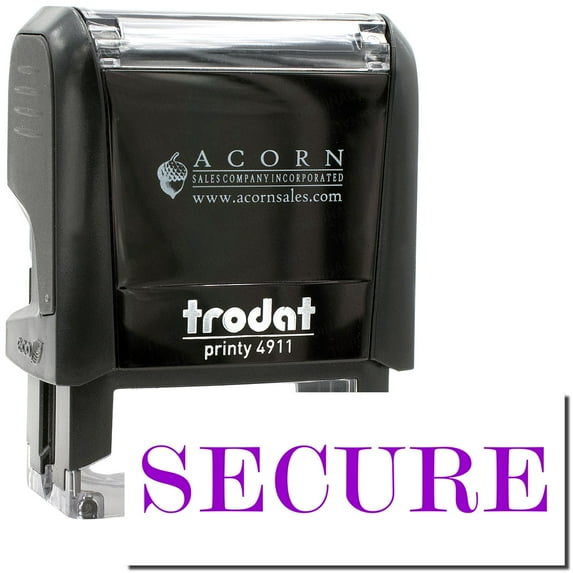 Self-Inking Secure Stamp, Trodat Printy 4911, Press and Print Stamping, Impression Size 5/8" x 1-1/2", Up to 10,000 Impressions - Purple Ink
