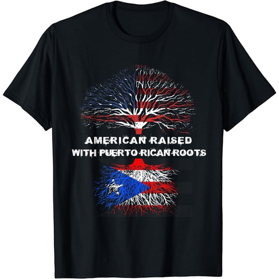 American Raised with Puerto Rican Roots Puerto Rico T-Shirt Black Small