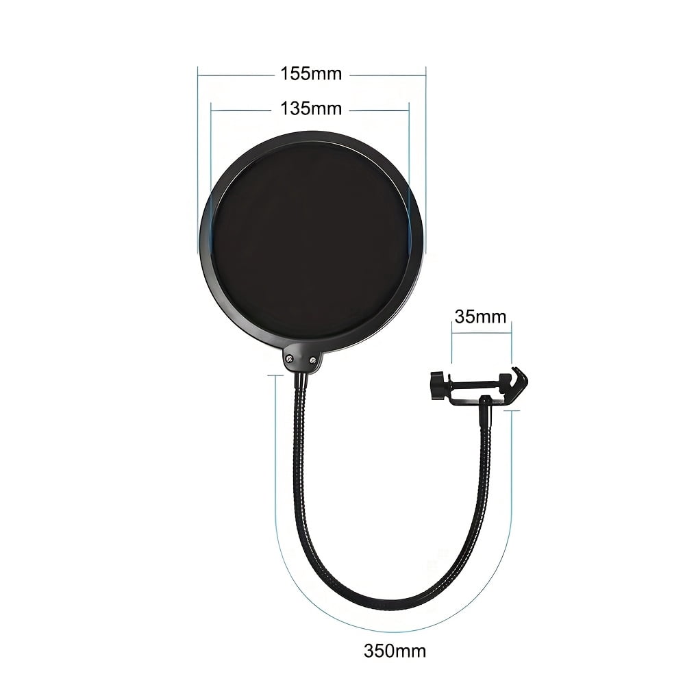 Live Streaming Condenser Microphone with Pop-Up Filter, Anti-Howling Noise Reduction, Double Windscreen & 360° Flexible Gooseneck Clamp