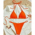 thumbnail image 2 of NIEWTR Bikini Sets for Women Halter Two Piece Swimsuit Ribbed High Cut Tie Side Thong Bathing Suit Sexy Padded Swimwear(Orange,XS), 2 of 4