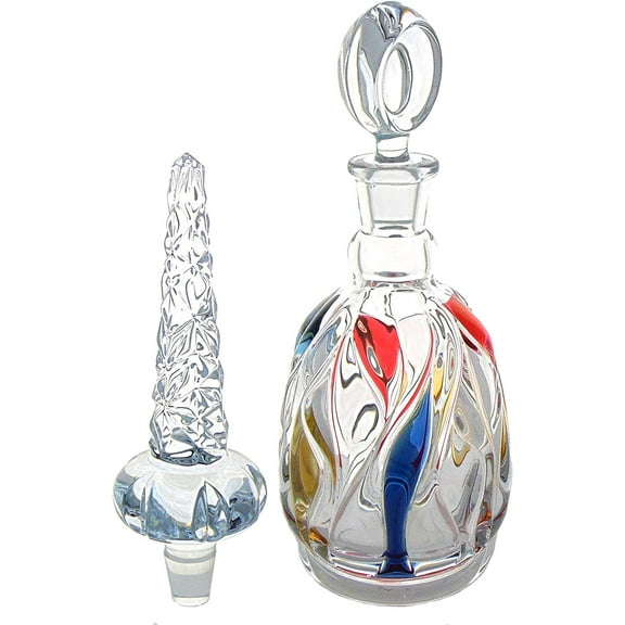 Bohemia Jihlava Decanter, Bamboo Persian Collection, Exclusive Czech Crystal Glassware, Lead-free, comes with Additional Stopper
