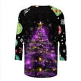 thumbnail image 5 of Fashion Fall Saving LiMoi Women's Holiday Print Blouse 3/4 Sleeve Round Neck Comfort Fit Shirt with Tree Tees Tshirts Tops My Items, 5 of 5