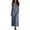 03-Blue, variant on Diufon Cotton Linen Dresses for Women Sleeveless Spaghetti Strap Dress Solid Color Long Dress with Pockets