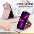 thumbnail image 2 of Zipper Wallet Case for Apple iPhone 13, PU Leather [Card Holder Slot Handbag] with Adjustable Kickstand Flip Phone Cover for Apple iPhone 13 Rose Gold, 2 of 14