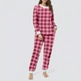 thumbnail image 4 of Mifsaly Womens Pajama Set Plaid Fuzzy Fleece Warm Pjs 2 Piece Long Sleeve Crewneck Thermal Sleepwear High Waist Cozy Pants with Pockets Lounge Matching Outfits Winter Homewear, 4 of 6