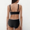 thumbnail image 3 of Hot days, bold styles UTSJKR Women's Bikini Sets V Neck Double Straps High Waisted Swimsuits Shell Stitched Cheeky Two Piece Bathing Suit Black L, 3 of 3