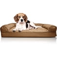 thumbnail image 1 of Furhaven Cama ortopédica para perros medianos y pequeños con refuerzos extraíbles y funda lavable, para perros de hasta 35 libras - Sofá acolchado - Marrón tostado, mediano, 1 of 5