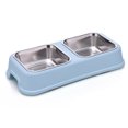 thumbnail image 1 of Comedero doble para comida y agua, mascotas medianas, tapete de silicona antideslizante sin derrames y tazones de acero inoxidable, 1 of 5