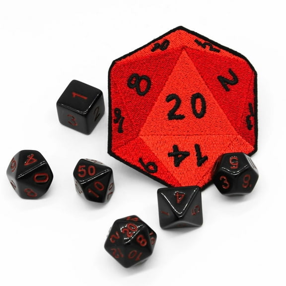 D20 Dice 20 Sided Die Embroidered Iron On Patch