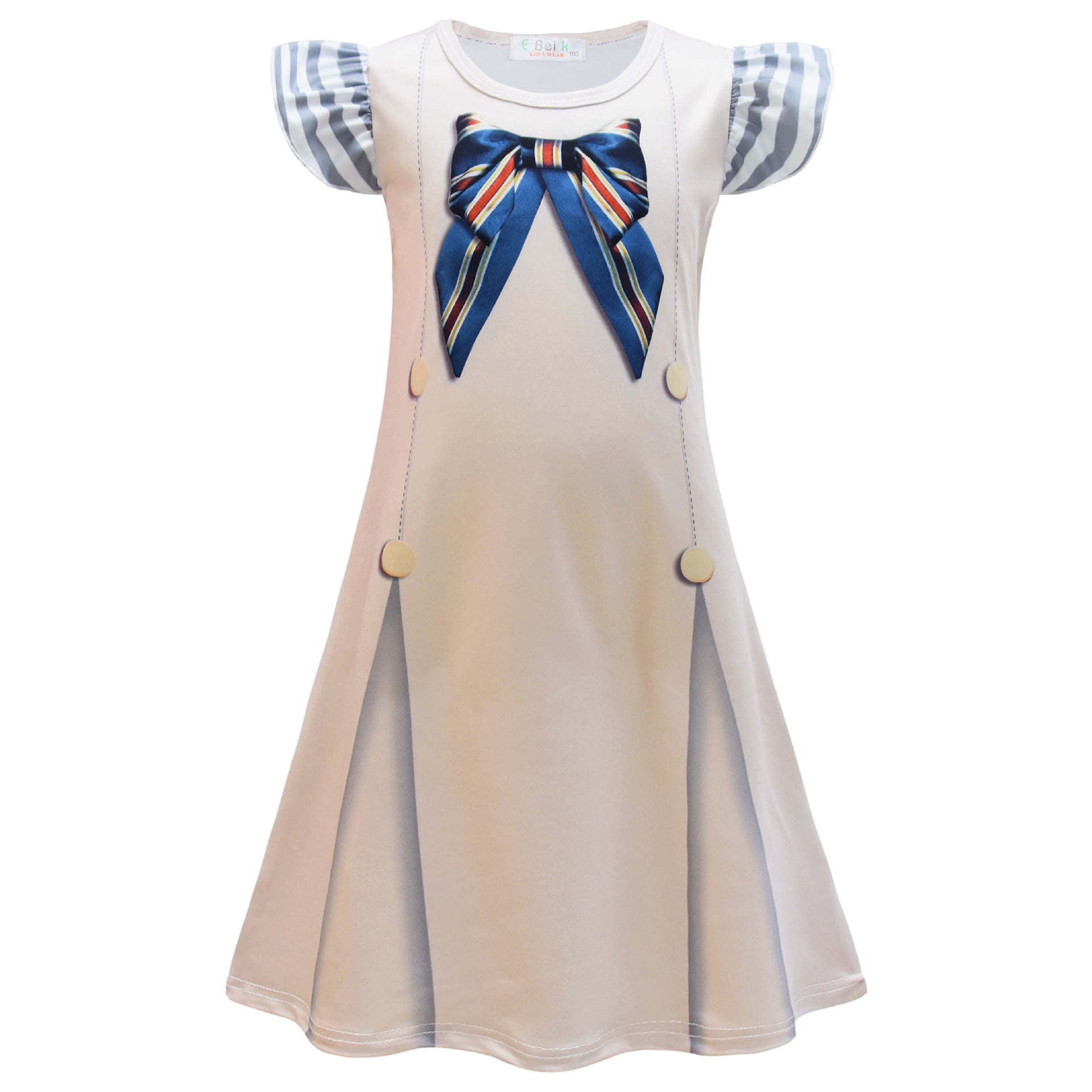 Allegra K Women's Contrast Collar Dress - Long Sleeve Button Up Fit & Flare For Halloween Party