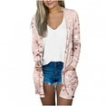 thumbnail image 1 of Pompotops Chemisier Décontracté à Manches Longues Imprimé pour Femmes avec Poche Cardigan Liquidation, 1 of 5