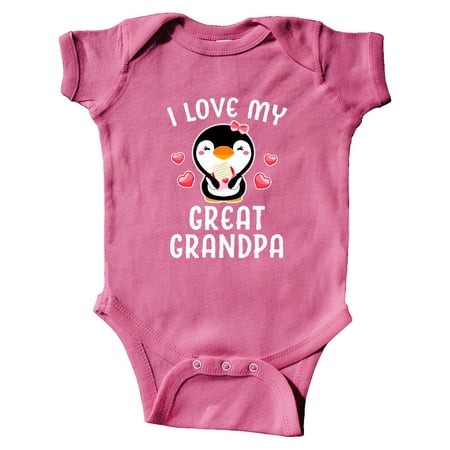 

Inktastic I Love My Great Grandpa with Cute Penguin and Hearts Gift Baby Girl Bodysuit