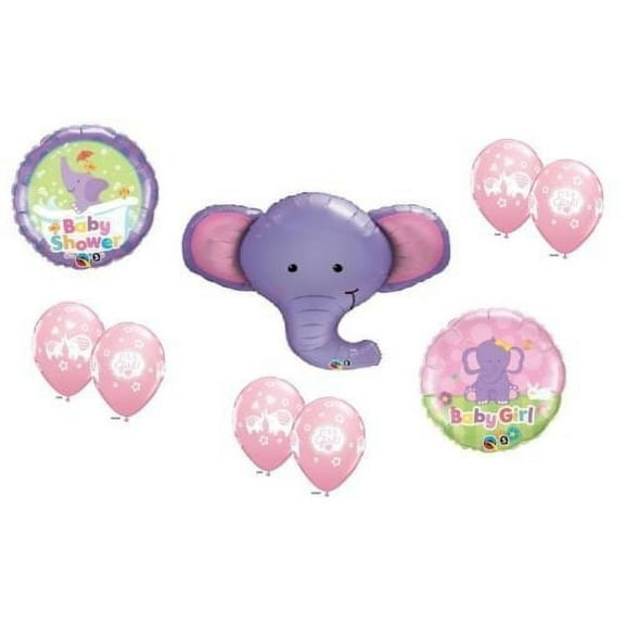 ELEPHANT Ellie Jungle Safari ZOO GIRL Baby Shower Party 9 Mylar & Latex BALLOON