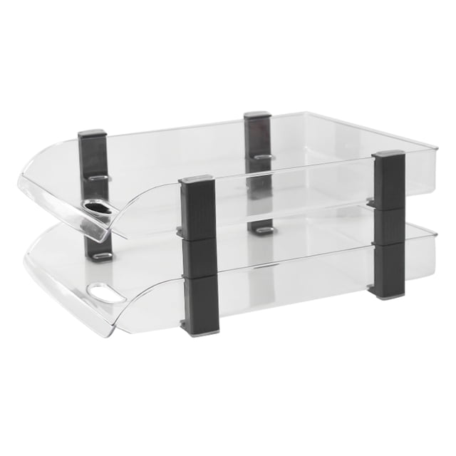 Bandeja de escritorio para documentos clasificados, bandeja de acrílico transparente de 2 capas, 280 x 372 x 144 mm