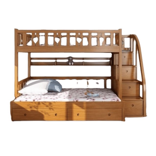 Litera de madera maciza de teca para niños, muebles, litera de madera con almacenamiento, diseño moderno para muebles de dormitorio