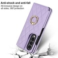 thumbnail image 4 of ELEHOLD Luxury Wallet Case for Samsung Galaxy Z Fold 3, Faux Leather Non-Slip Grip Ring Holder Flip Kickstand Card Cash Slot Shockproof Protection Case for Samsung Galaxy Z Fold 3 ,Purple, 4 of 7