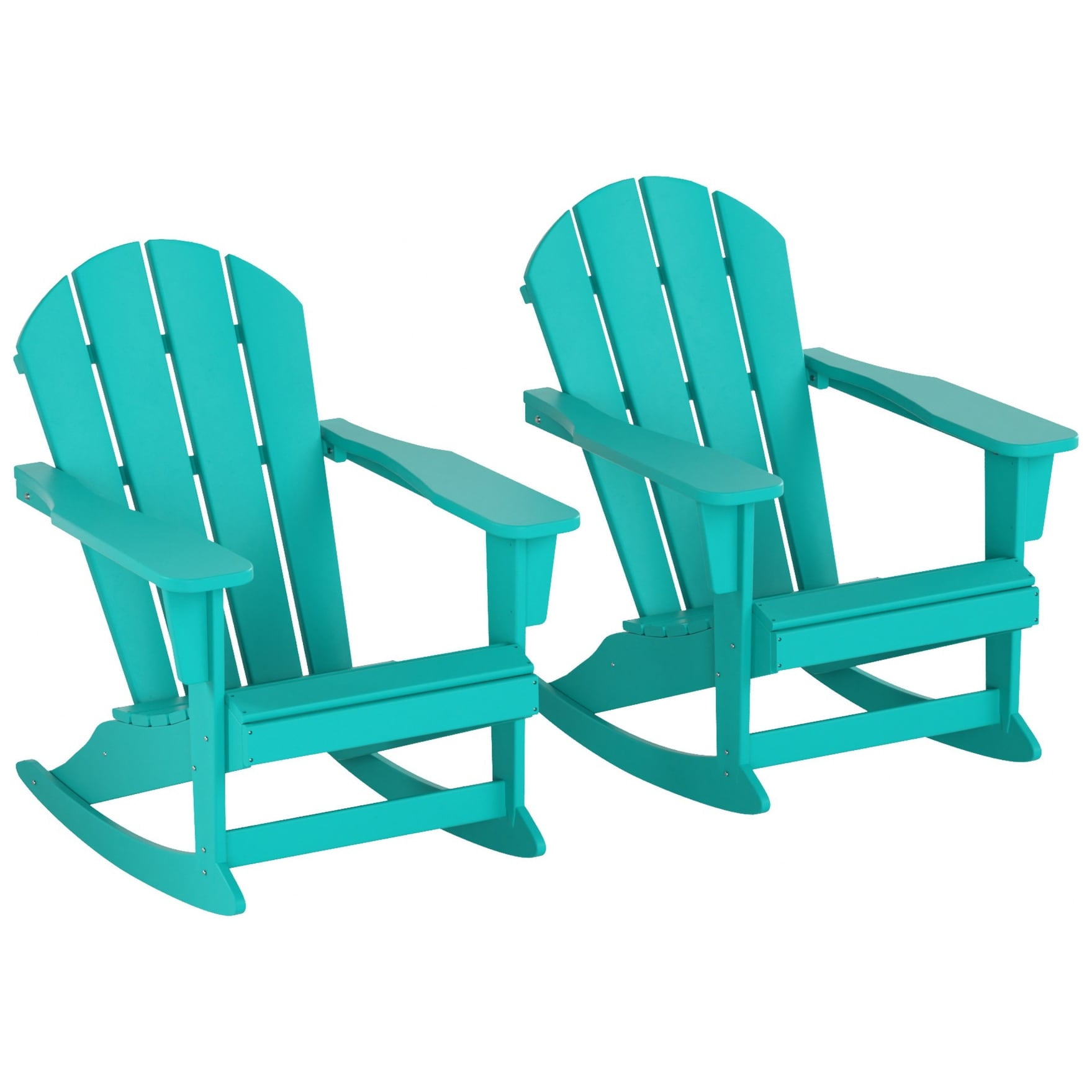 Polytrends  Laguna Hdpe All Weather Outdoor Patio Rocking Chair (Set of 2) Turquoise