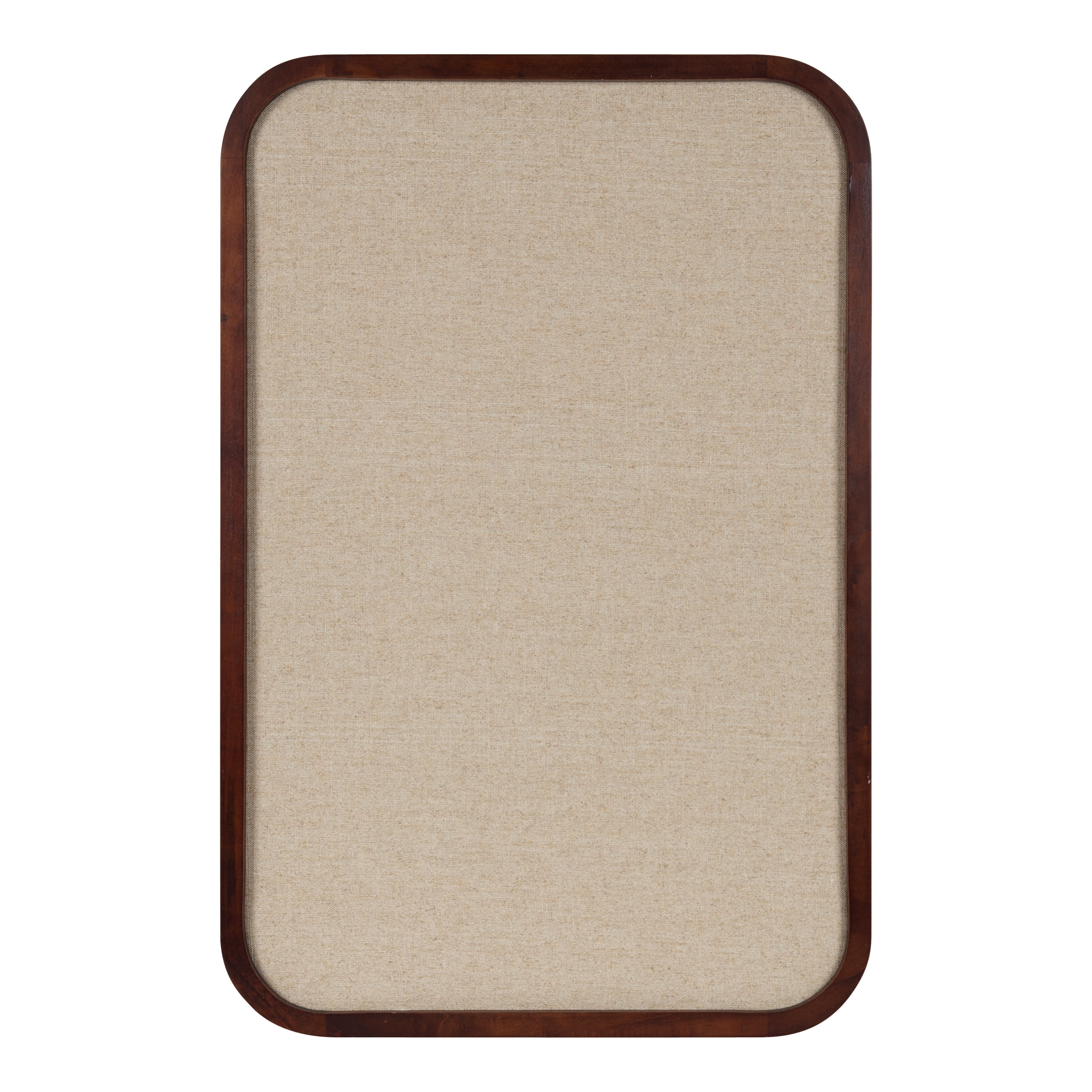 Kate and Laurel Hutton Transitional Pinboard, 20 x 30, Walnut Brown, Radius Rectangle Wall Organizer with Fabric Pinning Surface