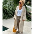thumbnail image 3 of XIATIAN Knitted Cardigan Women Striped Patchwork Elegant Loose Long Outerwear Y2k Sweater Coat Soft Cover Up Fashon Streetwear, 3 of 5
