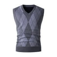 thumbnail image 3 of VBTAPA Mens Casual Argyle Sweater Vest V-Neck Sleeveless Pullover Sweaters Soft Comfy Knitwear Vests Gray M, 3 of 9