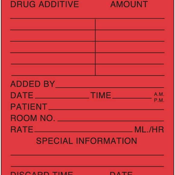 PDC Healthcare 59704610 Étiquette en Papier Permanente "Drugation Added", Longueur 2 Pouces, Largeur 3 Pouces, Rouge, Lot de 500