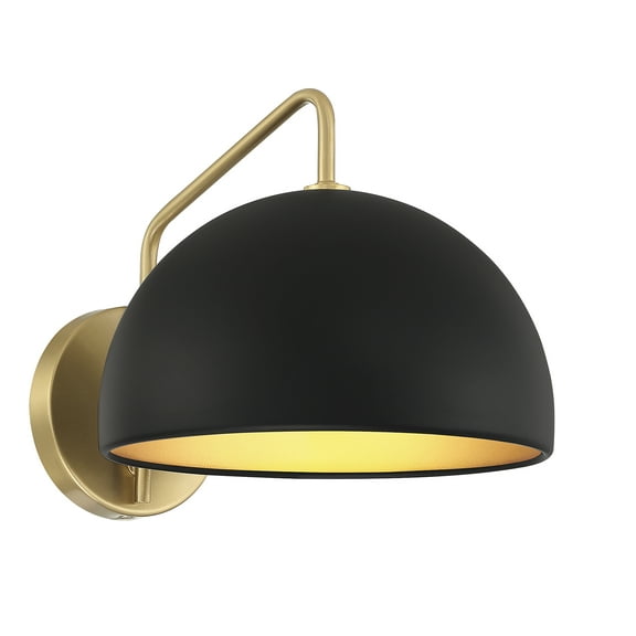 Trade Winds Hazel 1-Light Wall Sconce in Matte Black with Natural Brass