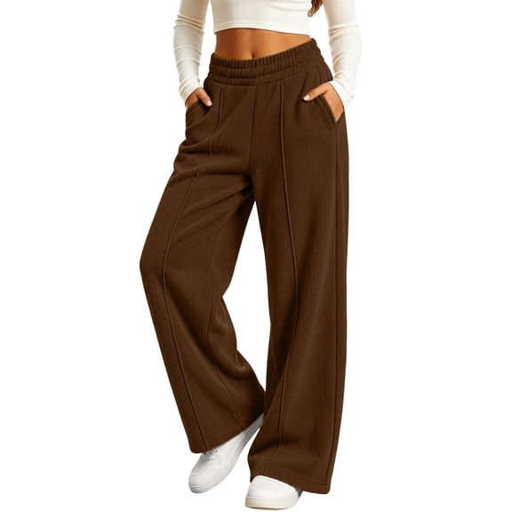 Girls Corduroy Pants with Pockets Baggy Fall Fashion Casual Elastic Waist Kids Wide Leg Pants Brown 8