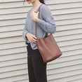 thumbnail image 2 of LILSHIM Vintage Women Shoulder Crossbody Bag Leather Bucket Handbag (Dark Brown), 2 of 8