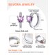 thumbnail image 4 of Pendientes de aro de plata de ley con piedras natales Silvora para mujer. Diamantes creados. Delicada joya de regalo para cumpleaños o Navidad, 4 of 8