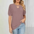 thumbnail image 6 of Women Short Sleeve Eyelet Shirt Tops Summer Pullover Crewneck Neck Blouses Clothing 2025 Outfits, 6 of 6