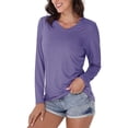 thumbnail image 2 of Womens Long Sleeve Shirts Tops V Neck Thin Long Sleeved Casual Slim Fit Base To Wear A Solid Color T Shirt Top Shirts Blouses for Women Dressy Casual, 2 of 4