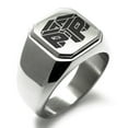 thumbnail image 1 of Stainless Steel Letter P Initial 3D Cube Box Monogram Engraved Engraved Square Flat Top Biker Style Polished Signet Ring, 1 of 1