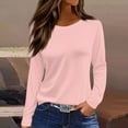 thumbnail image 2 of Fonma Women's Long Sleeve Crewneck Cotton Basic T-Shirt Solid Color Soft Comfy Casual Tops Fall Shirts for Women 2024 Light pink S, 2 of 5