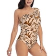 thumbnail image 3 of Goofa Ribbon bows with leopard Pattern Women's One Piece Swimsuits Tummy Control Bathing Suits Asymmetric One Shoulder Swimwear-Large, 3 of 6