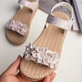 thumbnail image 5 of WAYUTE Girls' Sandals Casual Thick Sole Open Toe Hook and Loop Durable Summer Beach Shoes with Floral Design for Kids Children,Pink,10 Y-12 Y, 5 of 7