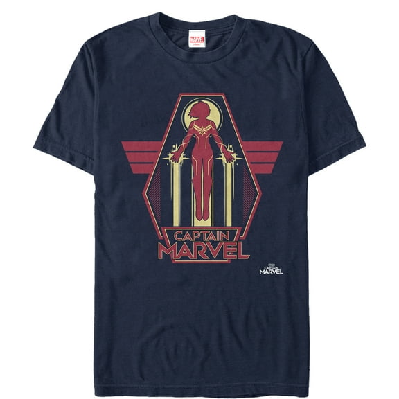Men's Marvel Captain Marvel Retro Take Flight Graphic Tee Navy Blue Large