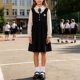 thumbnail image 6 of ATORRE Girls Mini Dress 2026 Stylish Plaid Turn-Down Collar Short Sleeve Flowy Dress Preppy Style Back-to-School Outfits Black A 5-6 Years, 6 of 9
