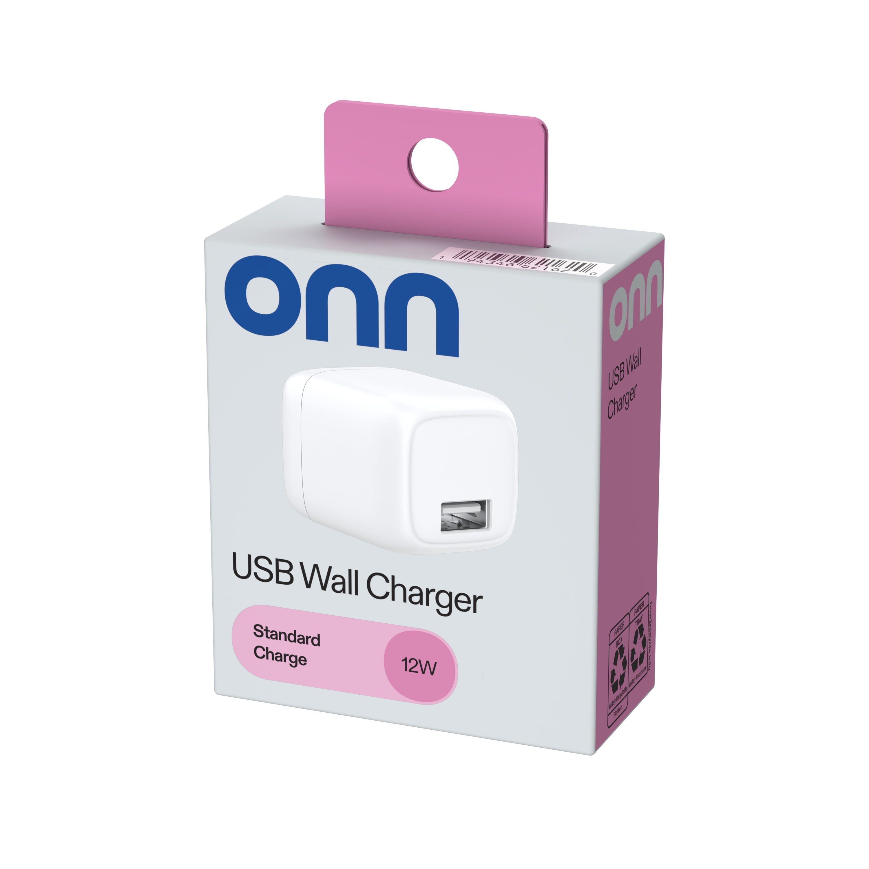 ONN 2.4A Wall USB Charger Universal White