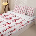 thumbnail image 3 of Homewish Cute Bow Ribbon Zipper Twin Comforter Sets with Fitted Sheet and 2 Pillowcases, Girly Cartoon Zipper Bedding Set, White Red, Reversible, 4-Piece, 3 of 6