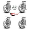 thumbnail image 2 of 8 Inch V Groove Semi Steel Caster Set with Roller Bearings and Brake/Swivel Lock, 2 of 2