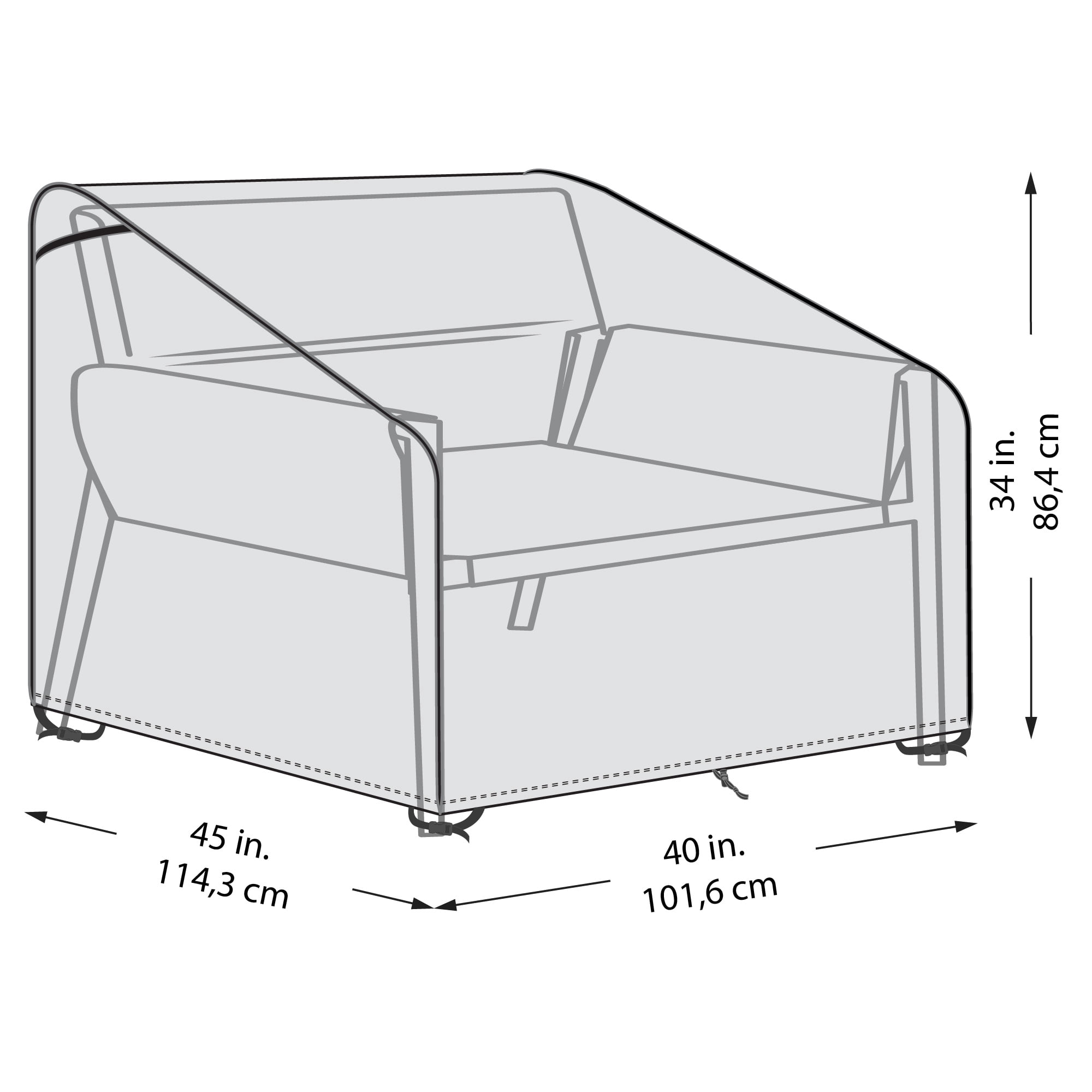 Housse de chaise de patio surdimensionnée noire 101,6 cm x 114,3 cm x 86,4 cm avec fermetures à boucle Mainstays