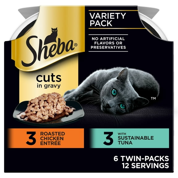 Sheba Perfect Portions Wet Cat Food Cuts in Gravy Chicken & Tuna Variety Pack