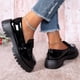 thumbnail image 3 of Xucatan Women's Patent Leather Tassel Loafers, Chunky Sole Slip-On Flat Shoes, Classic British Style Casual Shoes for Women, Plus Size Uniform Shoes Gift, 3 of 7
