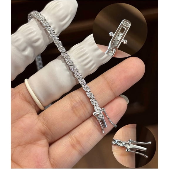 7Ct Round Cut Lab Created Diamond Women's Gorgeous Charm Bracelet 14K White Gold Plated Silver 7 inch