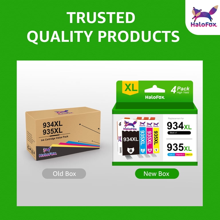 Halofox 934XL 935XL Ink Cartridge, Black, Cyan, Magenta, Yellow