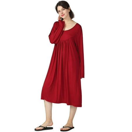 

Nightgowns Long Sleeve Lounge Dress Women Plus Size Loungewear O neck loose Full Length maxi Sleepshirt 3XL-7XL