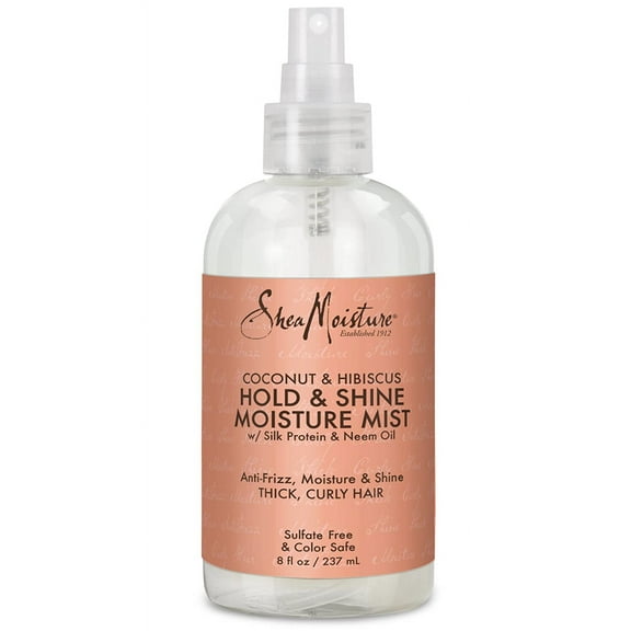 Sheamoisture Hold and Shine Moisture Mist for Thick, Curly Hair Coconut and Hibiscus for Frizz Control 8 oz