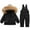 Black, variant on 2pcs Unisex Baby Kids Puffer Winter Warm Hooded Down Coat with Snowsuit Snow Bib Pants Ski Suits Outfit Set Pink 1-2 Years